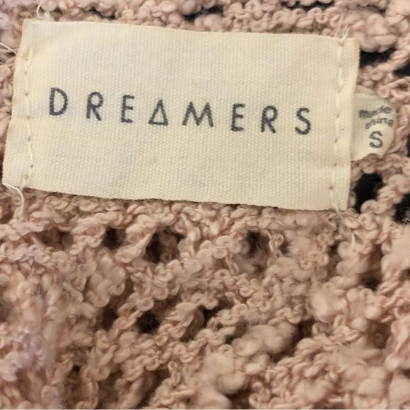 DREAMER Pink Open Knit Lace Up Sleeves With Bows Sz Small - Picture 7 of 12